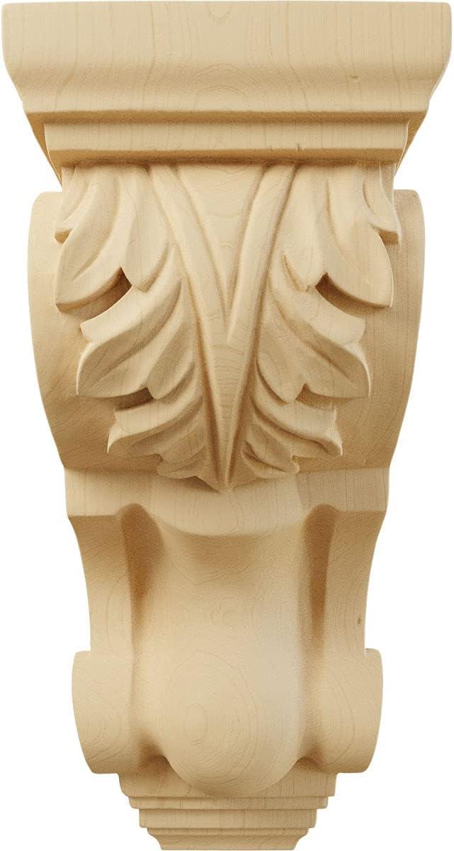 Ekena Millwork 4 1/2"W x 5"D x 10"H Medium Traditional Acanthus Corbel, Alder