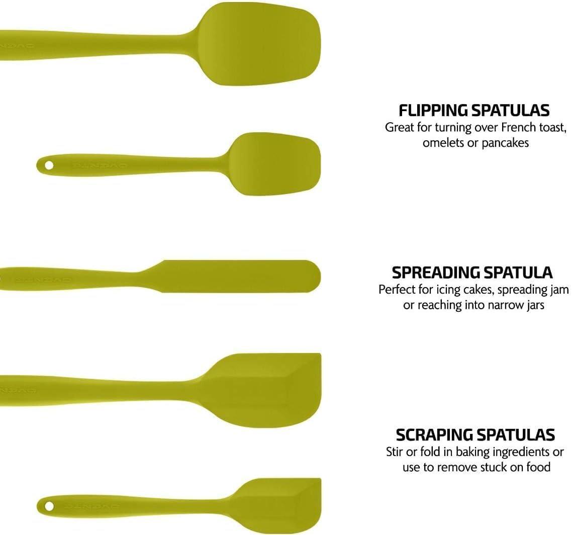 Green 5-Piece Heat-Resistant Silicone Spatula Set