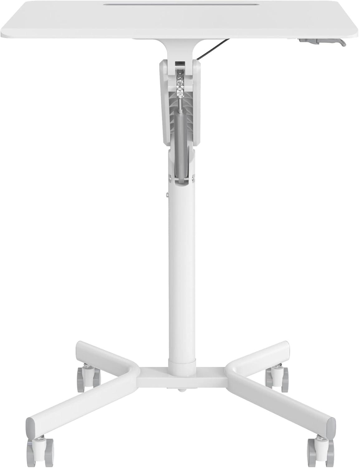 Realspace® 28"W Mobile Sit-to-Stand Compact Desk/Laptop Cart Workstation, 28-3/4"H x 28"W x 22-1/16"D, White