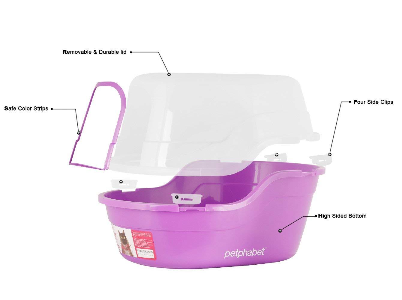 Petfamily Extra Large Cat Litter Box, Color Purple, Jumbo Hooded, 24.8 x 20 x 16.5 in