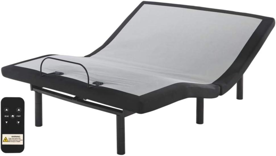 Gray King Adjustable Metal Frame Bed with Remote Control