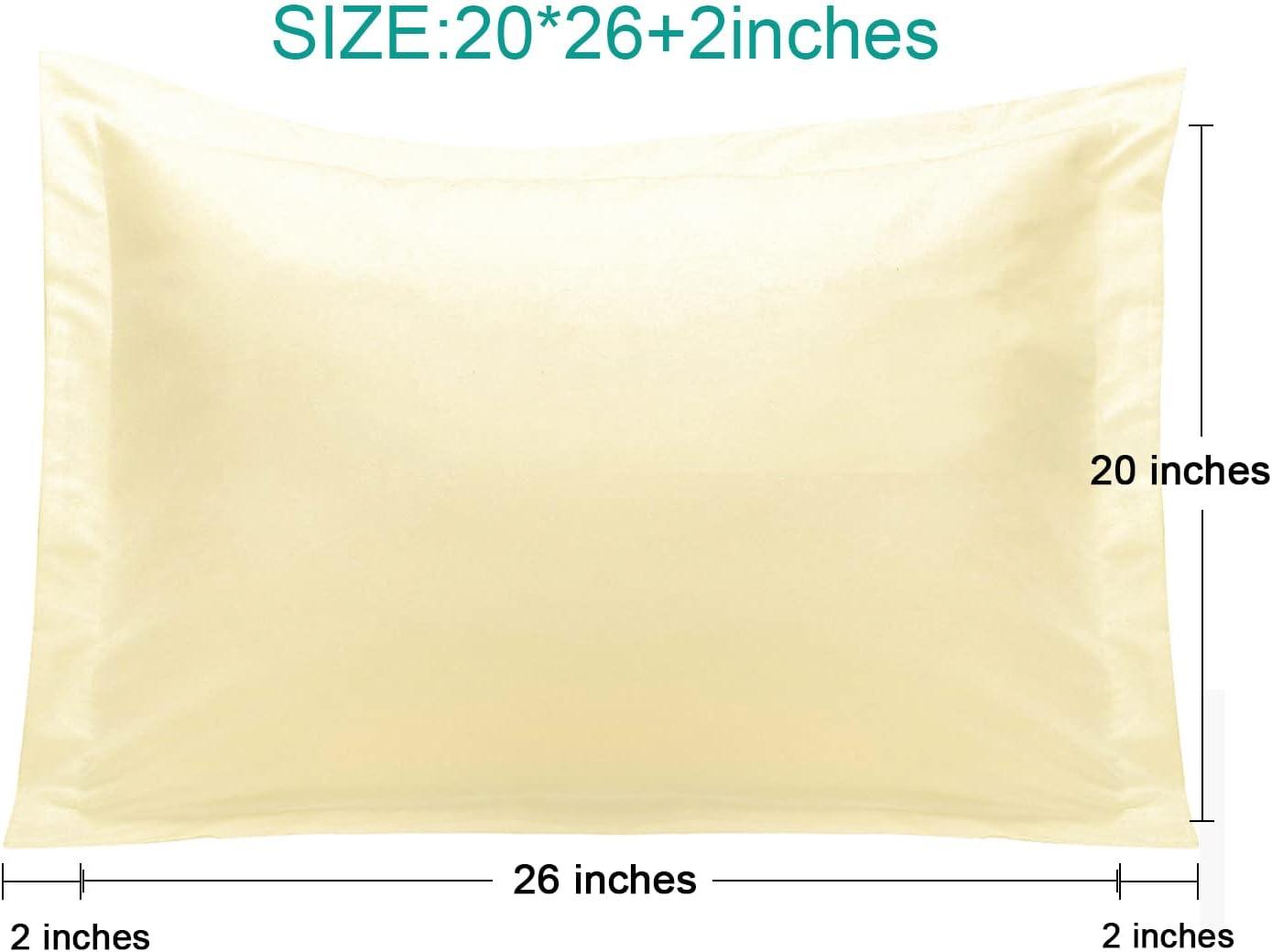 Ntbay 2 Pack Double Brushed Microfiber Standard Pillow Shams with 2" Flange, Wrinkle, Fade, Stain Resistant Sham, 20"x26", Ivory