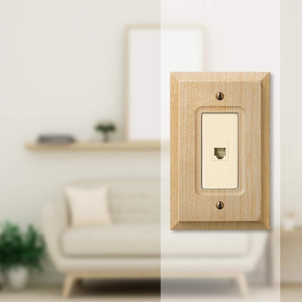 Unfinished Wood Single Gang Phone Jack Wall Plate