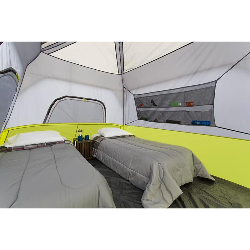 CORE Instant Cabin Tents | 6 Person / 9 Person / 10 Person / 12 Person Family Cabin Multi Room Pop Up Tents Car Camping | Included Storage Pockets for Camping Accessories