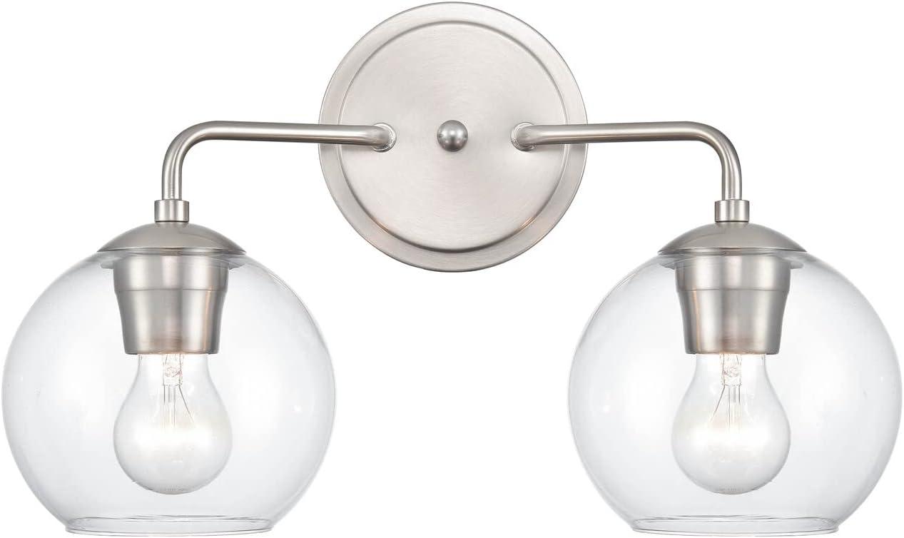 Elegant Brushed Nickel 2-Light Vanity Fixture, 16"