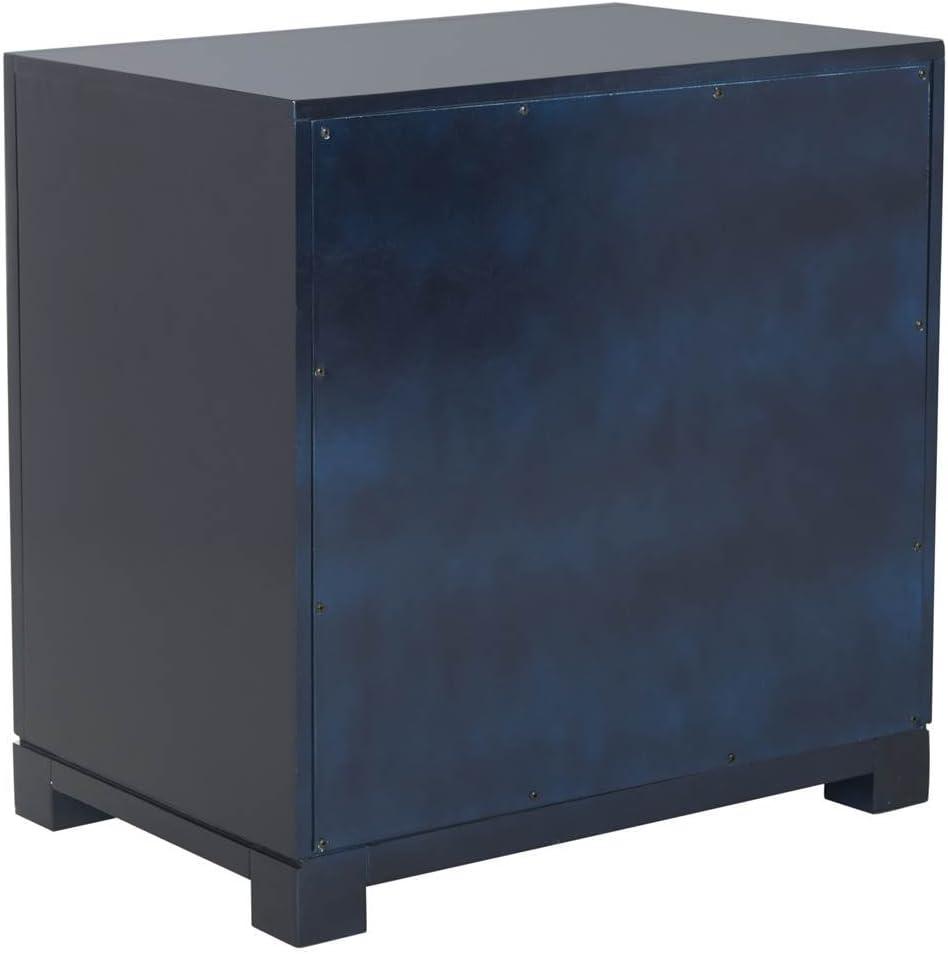 Raina 3 Drawer Greek Key Nightstand - Navy - Safavieh