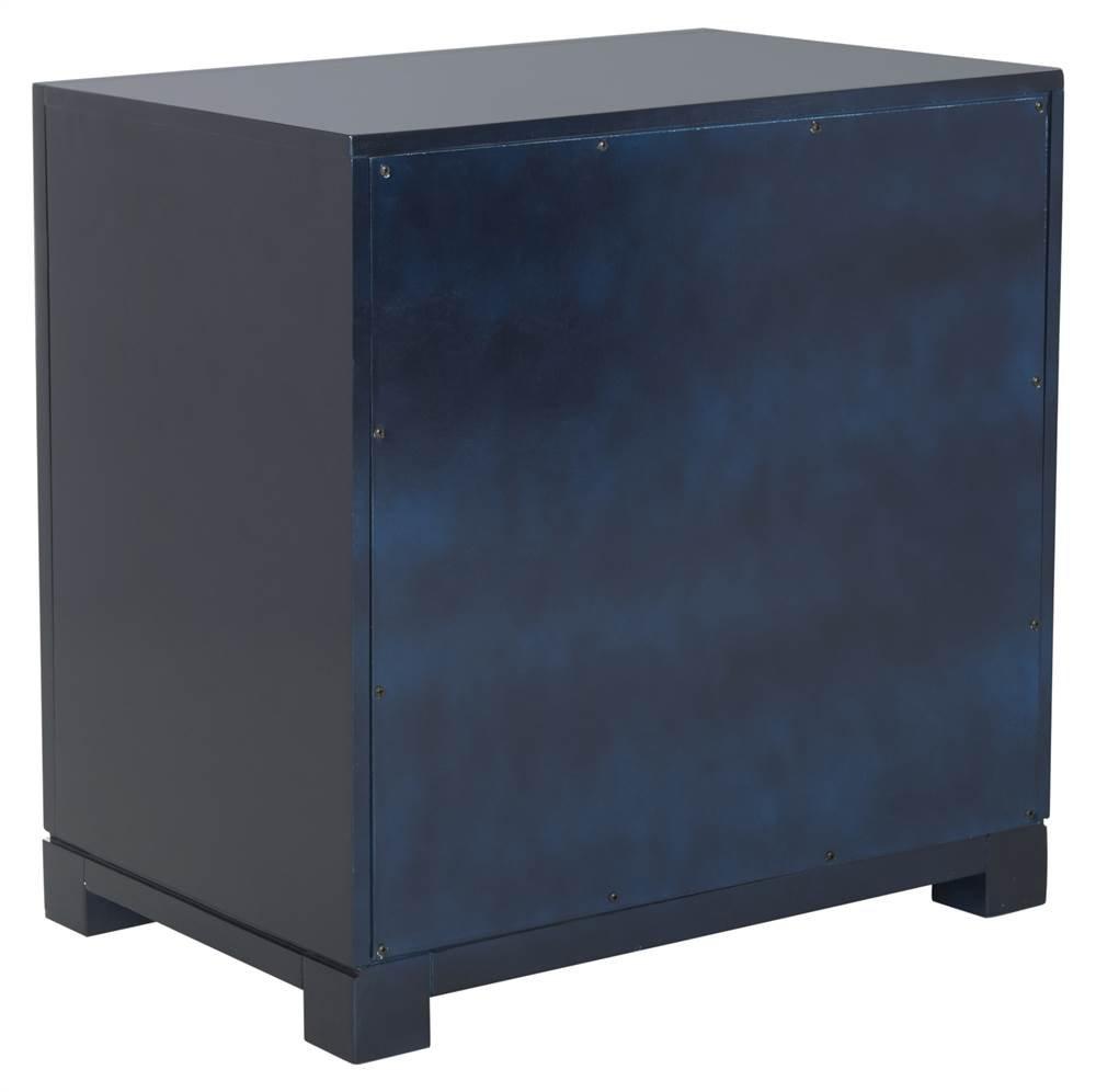 Raina 3 Drawer Greek Key Nightstand - Navy - Safavieh