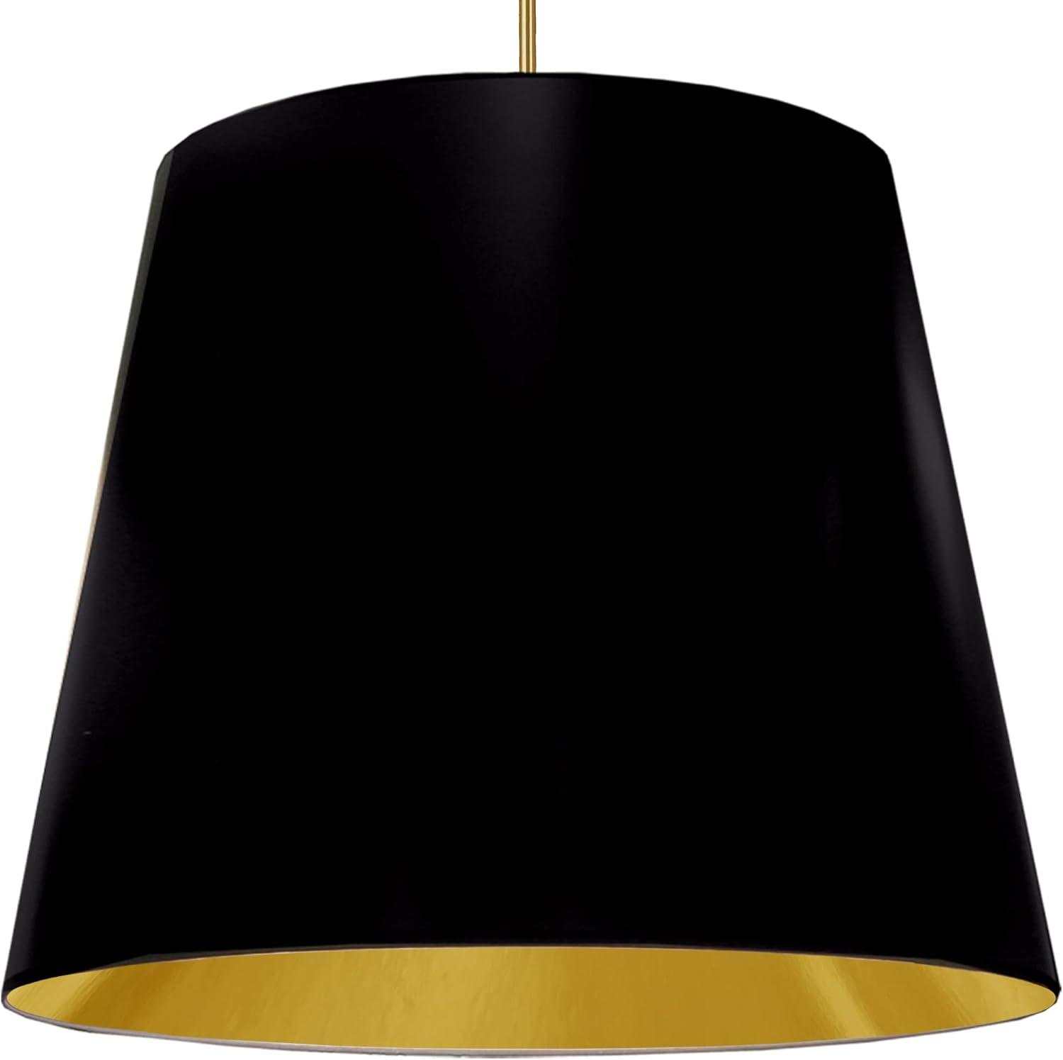 Gold and White Oversized Drum Pendant Light