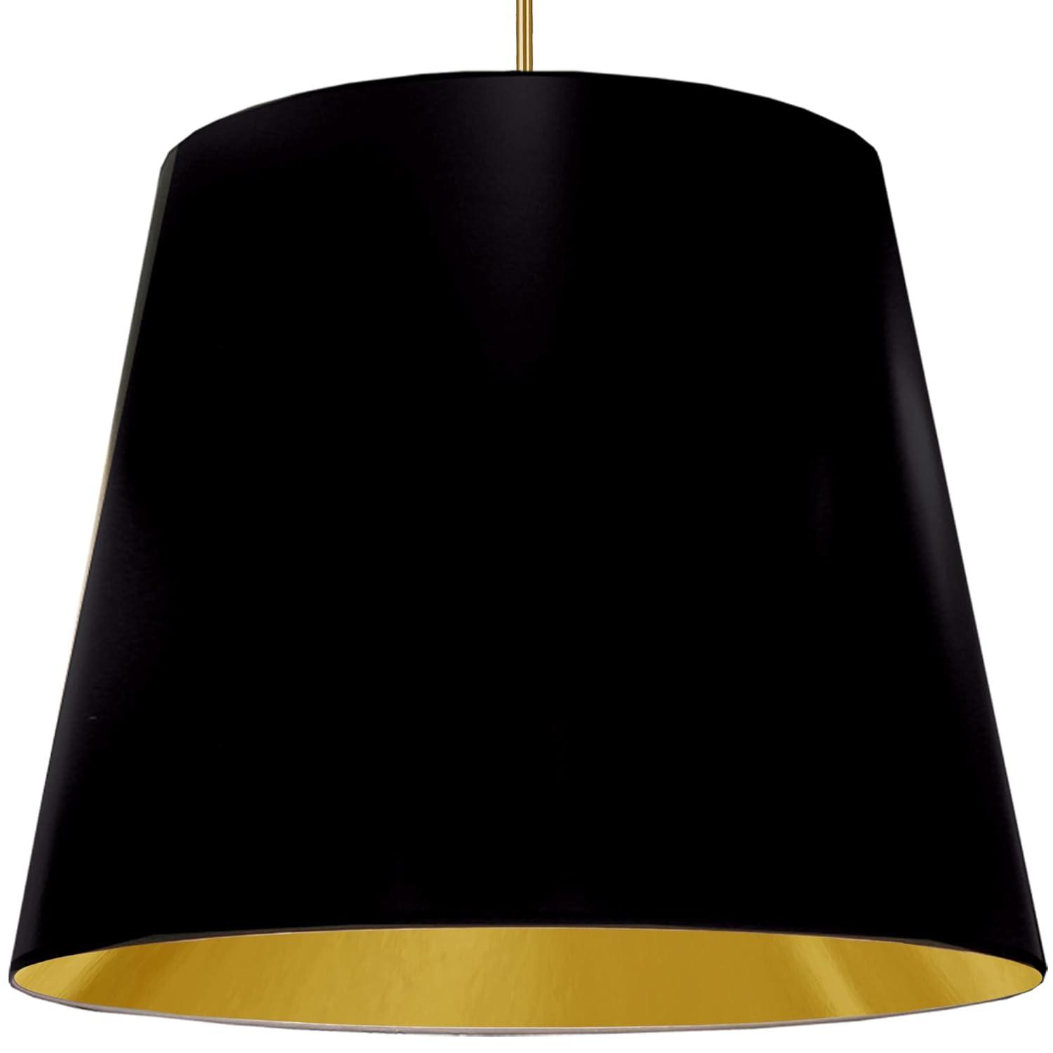 Gold and White Oversized Drum Pendant Light