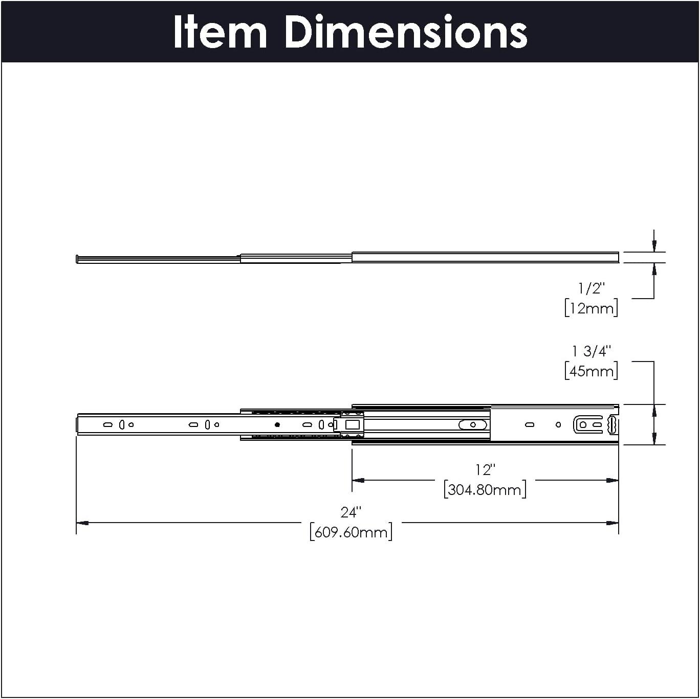 Drawer Slide Side Mount Full Extension Cadmium Finish