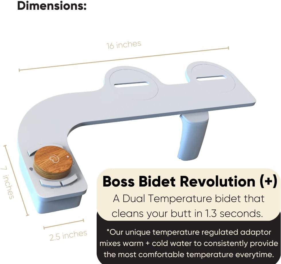 Stainless Steel Dual Temperature Toilet Bidet Attachment with Bamboo Accents