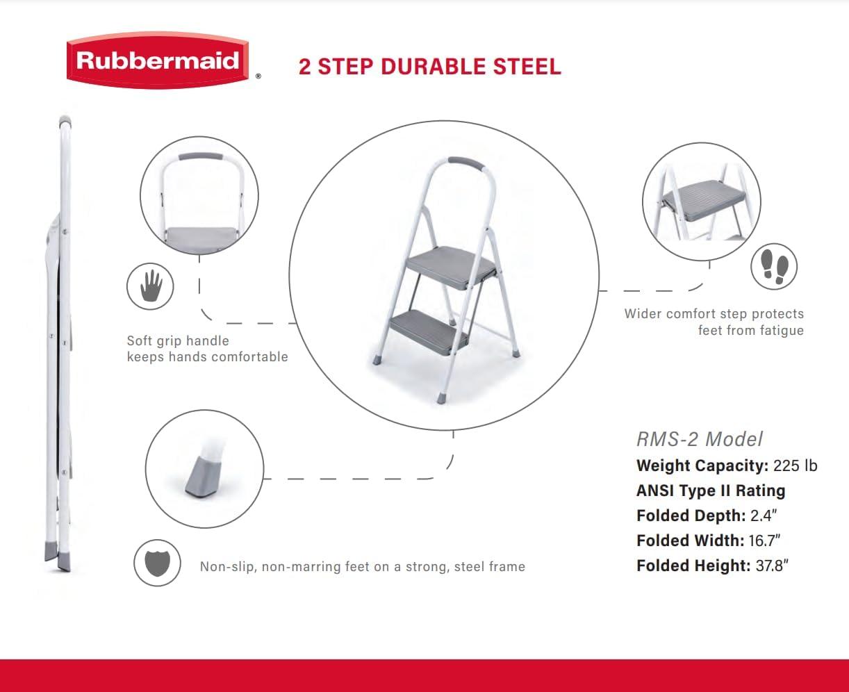 Rubbermaid 2-Step Steel Step Stool