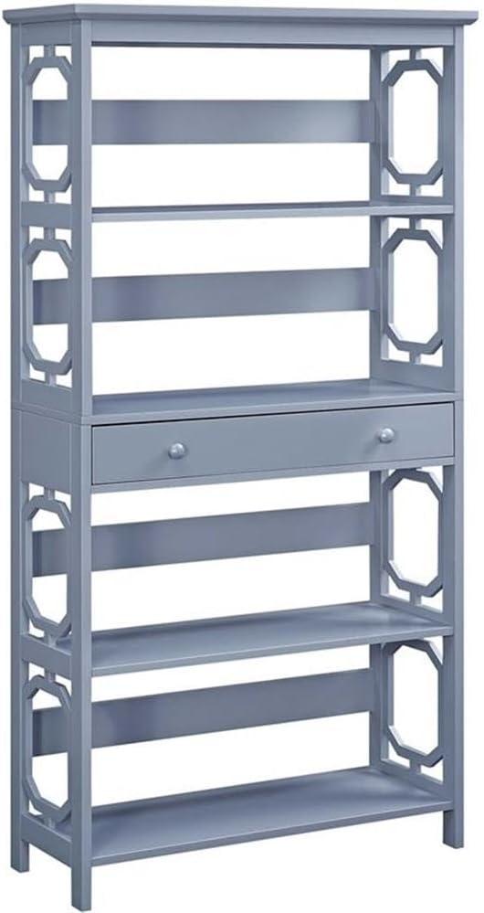 Convenience Concepts Omega 5 Tier Bookcase with Drawer, Gray