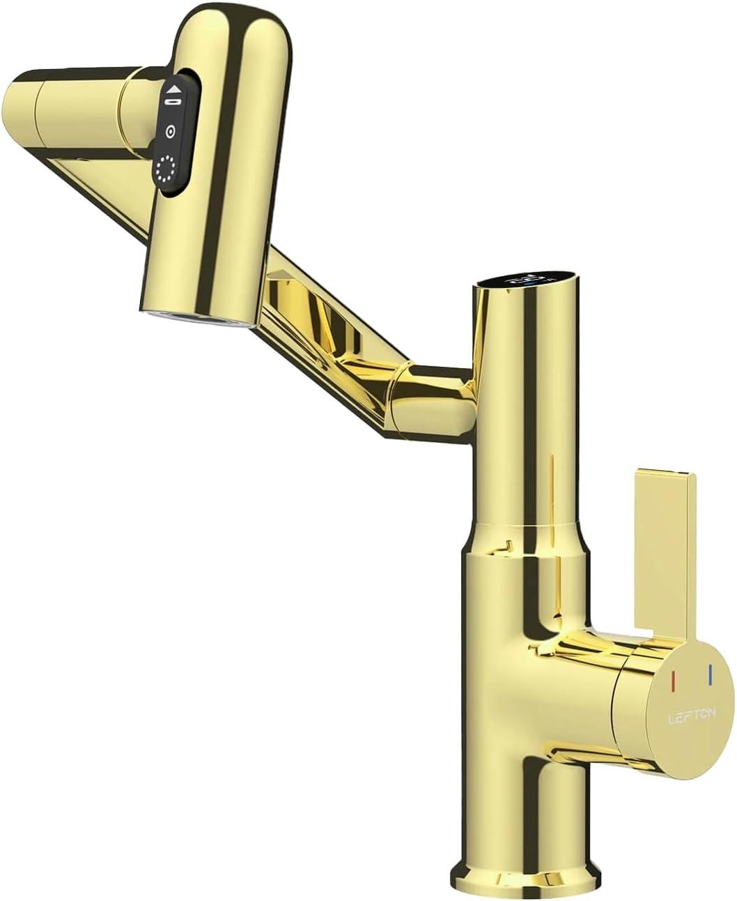 Lefton Rotatable Single Hole Bathroom Faucet with Temperature Display BF2204