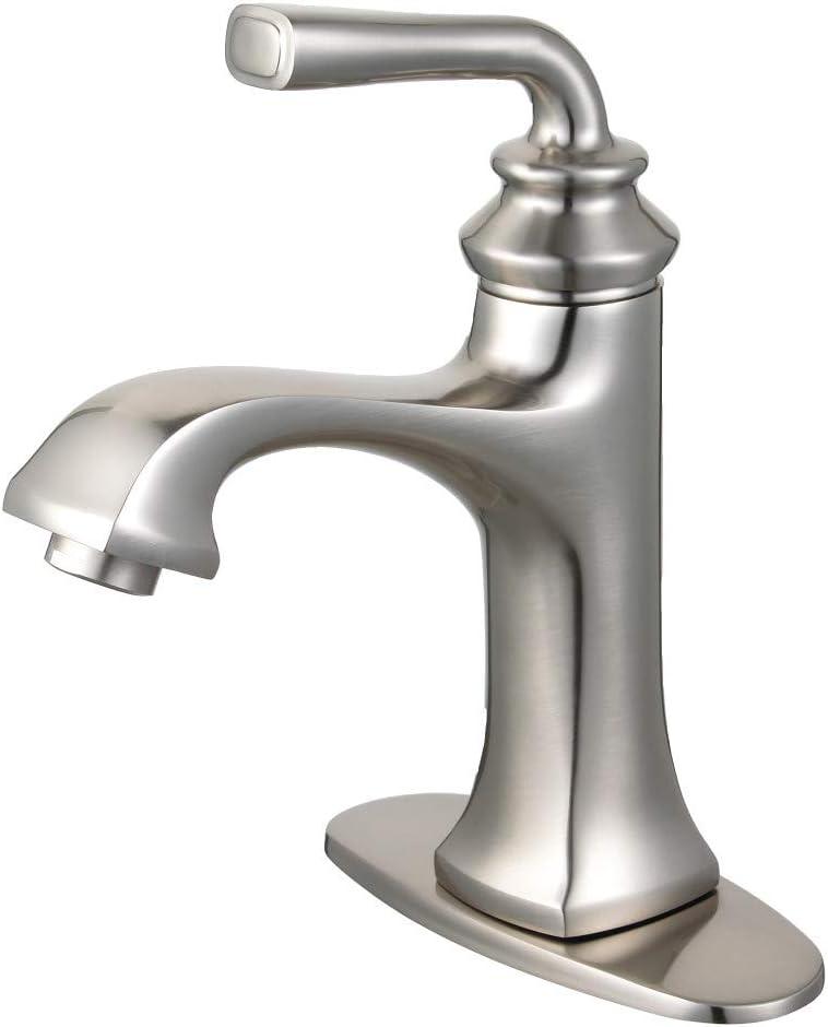 Kingston Brass Restoration Single-Handle 1-Hole Deck Mount Bathroom Faucet with Push Pop-Up