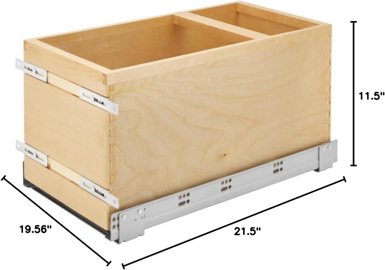 White Plastic and Maple Wood Pull-Out Waste Container