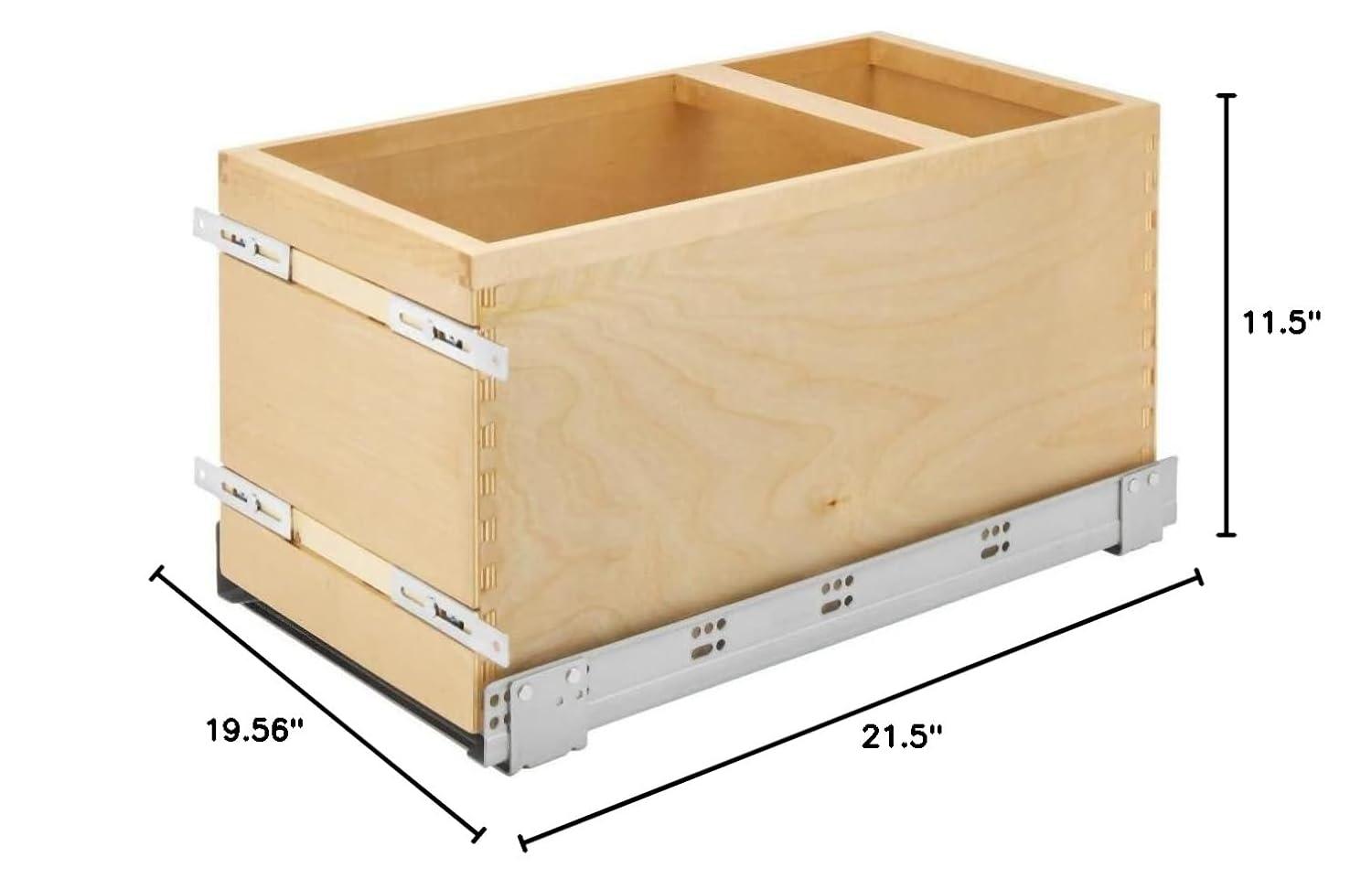 Rev-A-Shelf 4Vlwcsc-1535Dm-1 Value Line 21-1/2" Wood Bottom Mount 35 Quart / 9 Gallon Pull