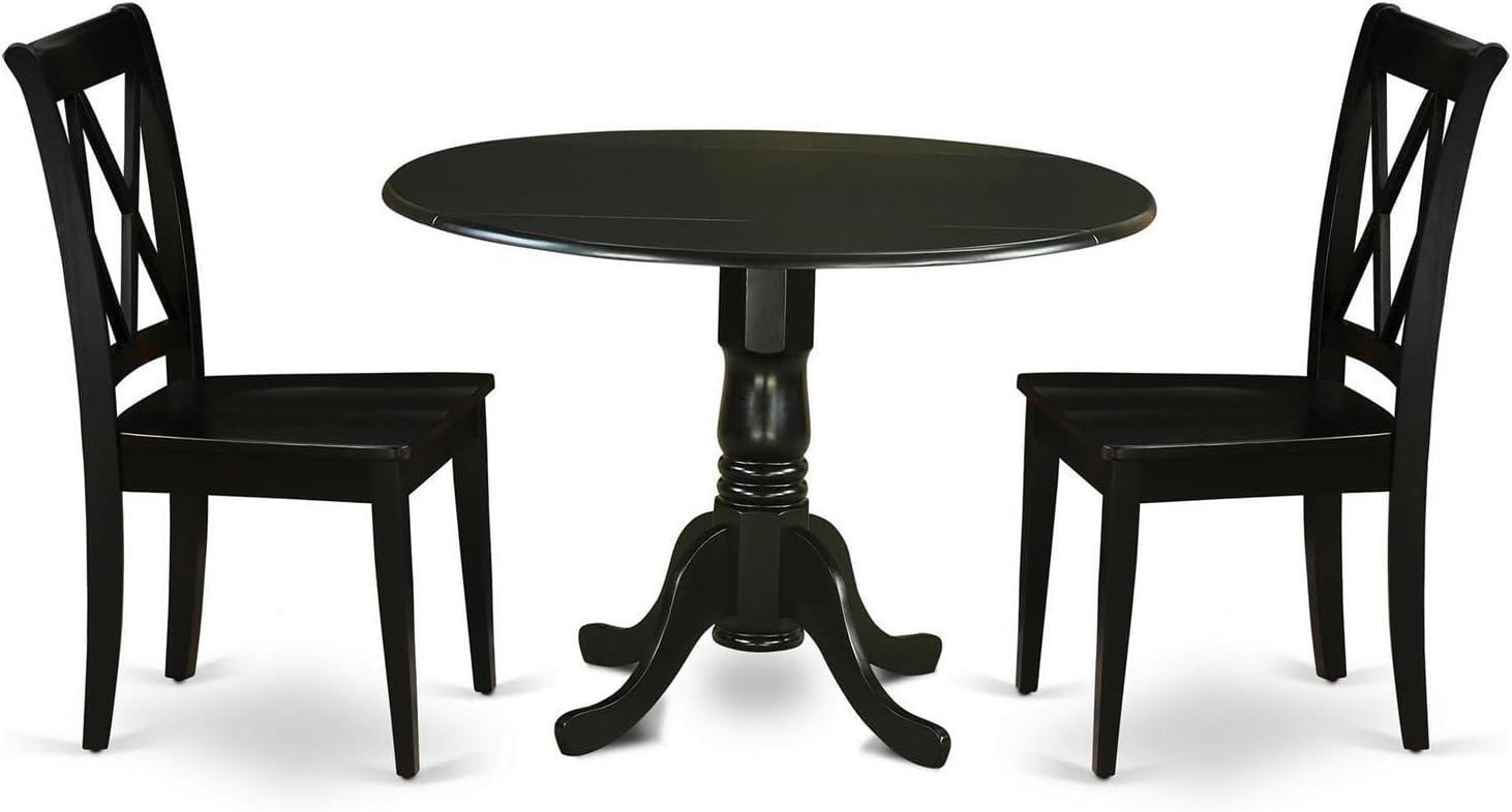 Black Round Rubberwood Dining Table with X-Back Chairs