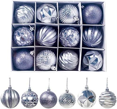 Silver Shatterproof Plastic Christmas Ball Ornaments Set