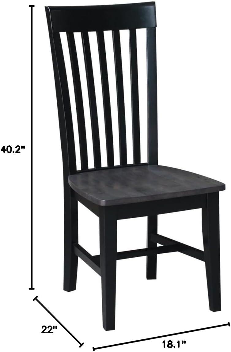 Set of Two Cosmo Tall Solid Wood Mission Chairs in Coal Black/Washed Black