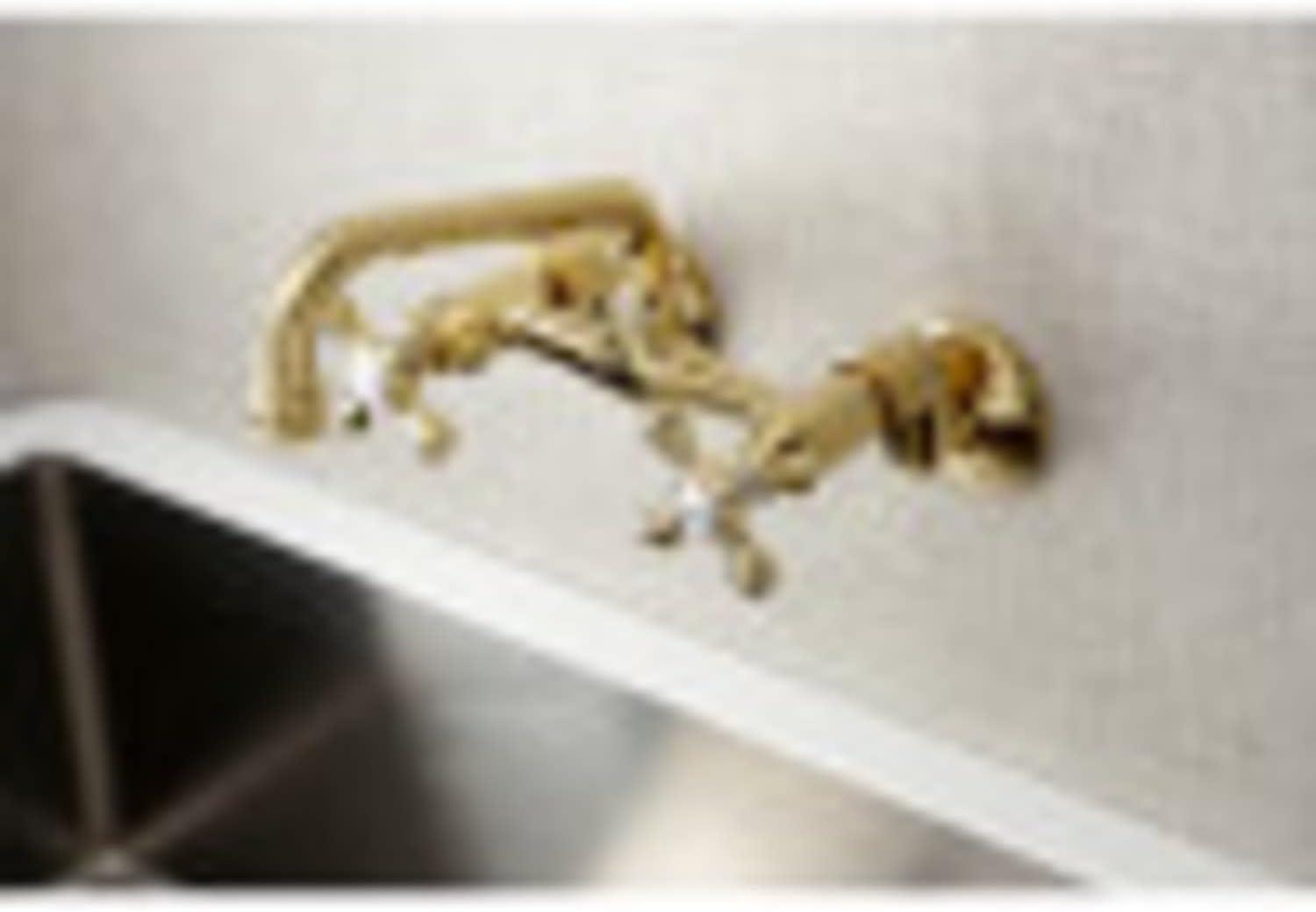 Kingston Brass Kingston Double-Handle 2-Hole Wall-Mount Bridge Kitchen Faucet