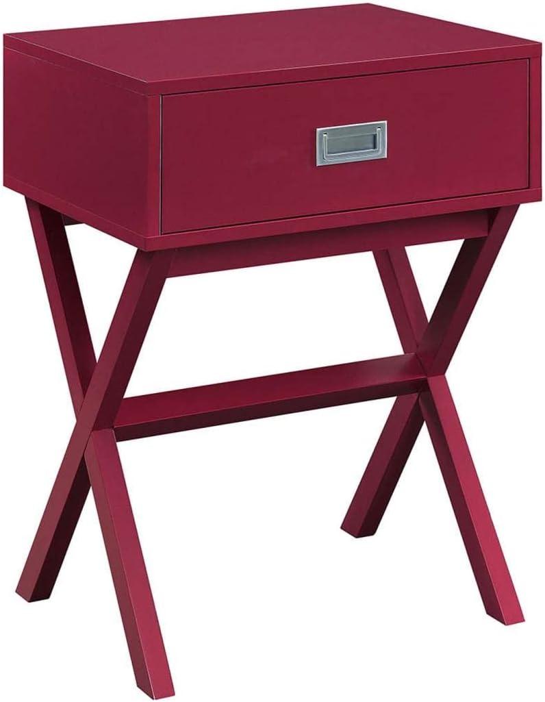 Convenience Concepts Designs2Go Landon 1 Drawer End Table, Cranberry Red