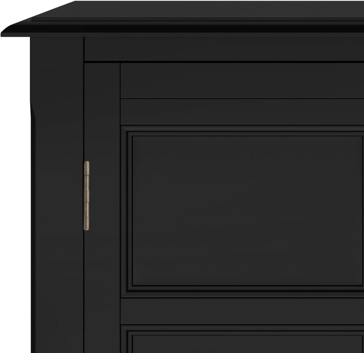 Simpli Home Burlington Solid Wood Low Storage Cabinet In Black