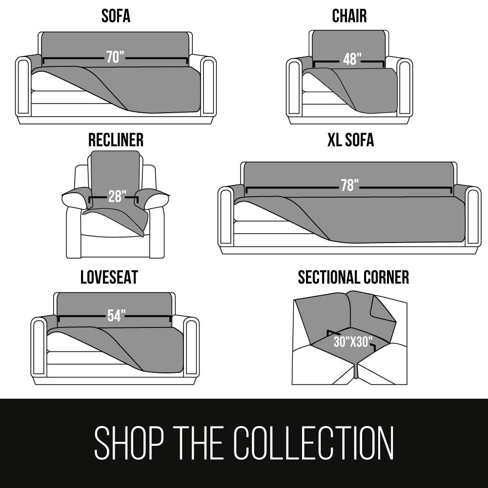 Sofa Shield Sectional Slip Cover, Large Cushion Protector for 30x30" Seat, Light Taupe