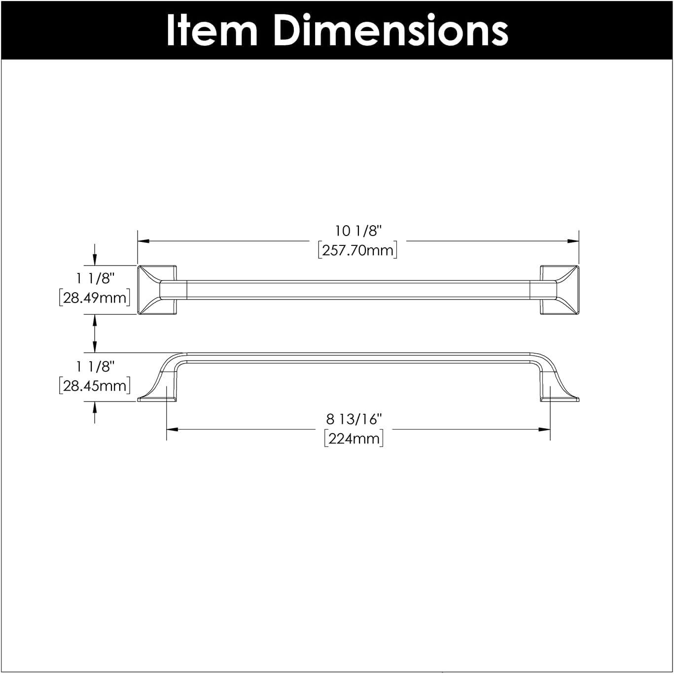 Forge Kitchen Cabinet Handles, Solid Core Drawer Pulls for Cabinet Doors, 8-13/16" (224mm)