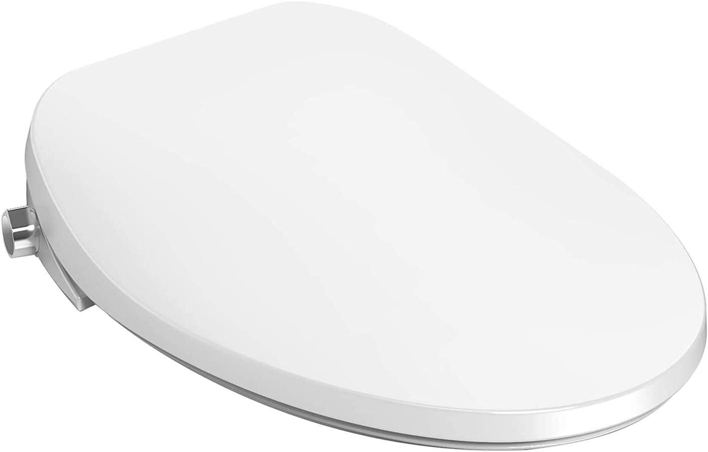 White Elongated Heated Smart Toilet Seat with Bidet and Night Light