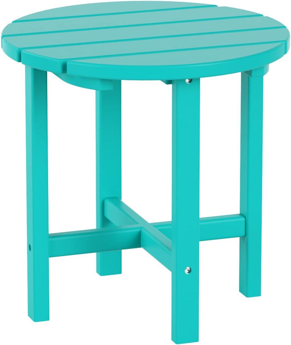WestinTrends All-Weather Outdoor Patio Round Poly Adirondack Side Table, Turquoise