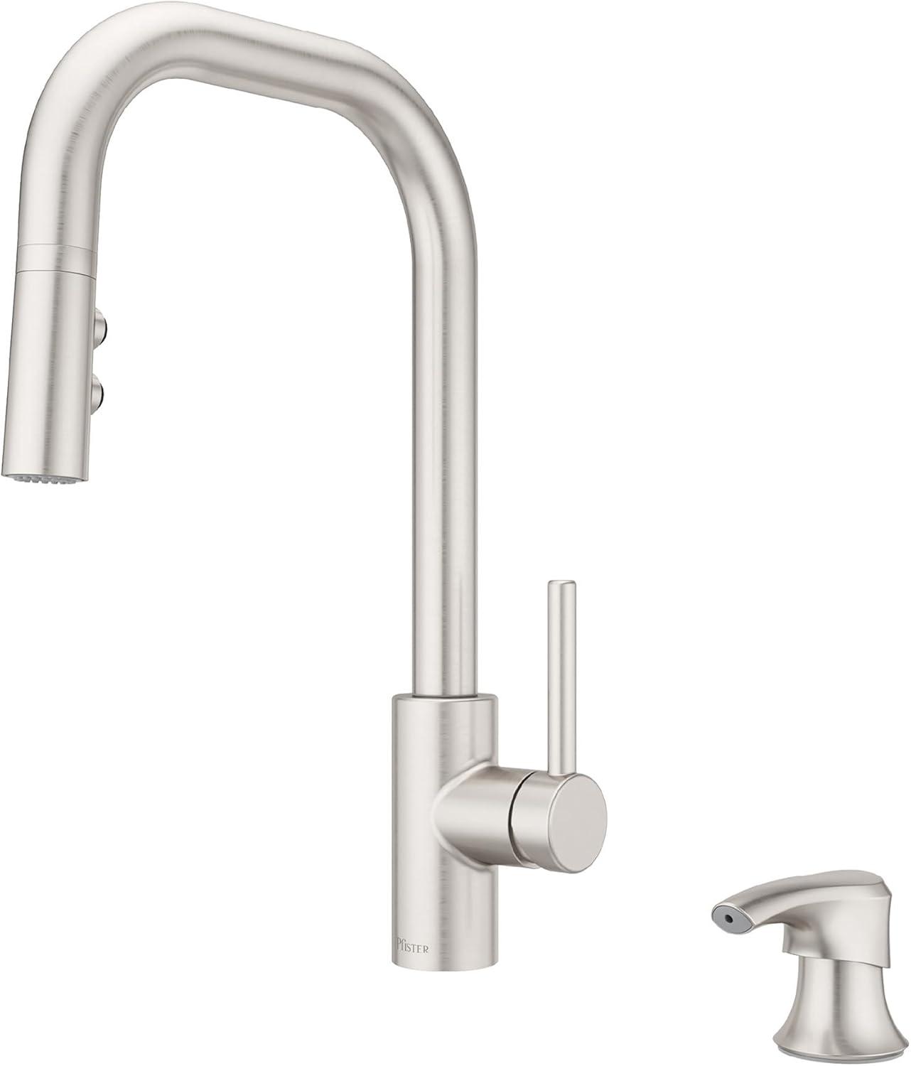 Zanna Stainless Steel Pull-Down Kitchen Faucet with Soap Dispenser