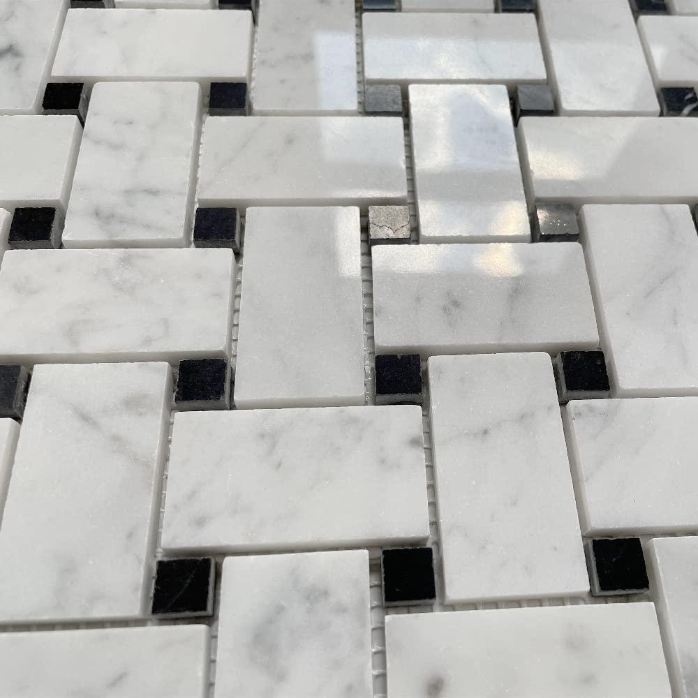 12" x 12" Marble Basketweave Mosaic Wall & Floor Tile