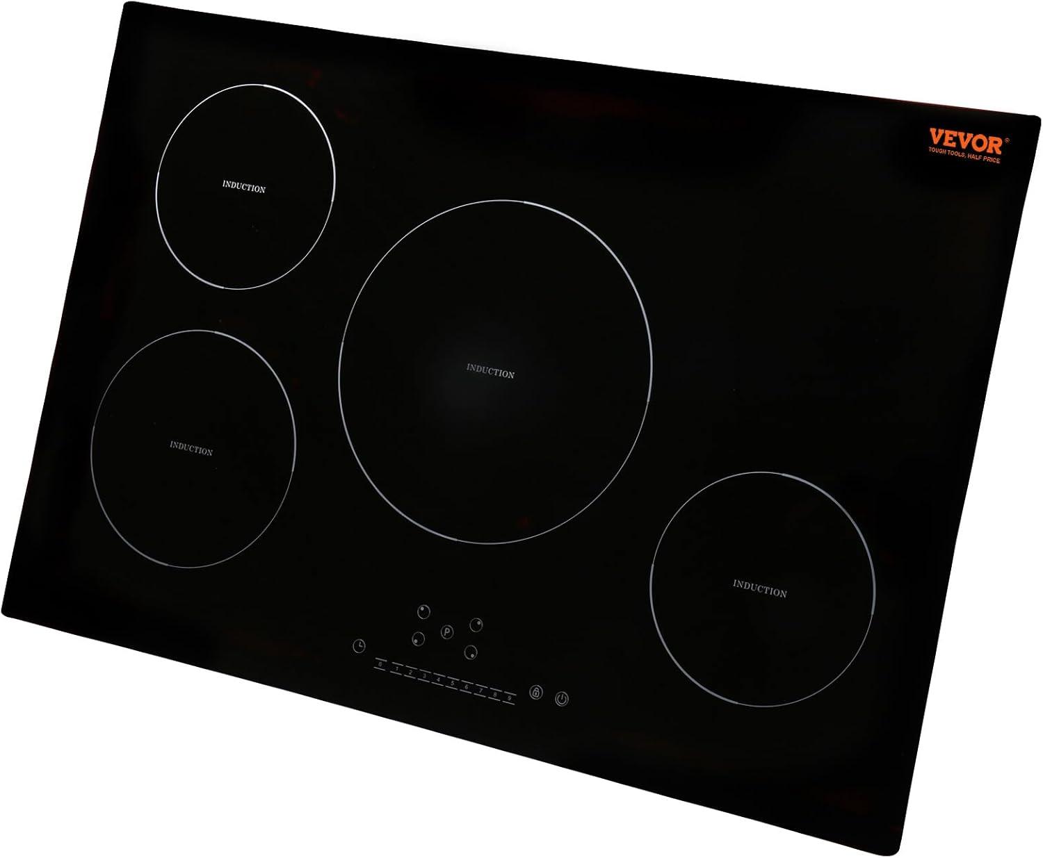 30 Inch Black Ceramic 4 Burner Induction Cooktop with Touch Control