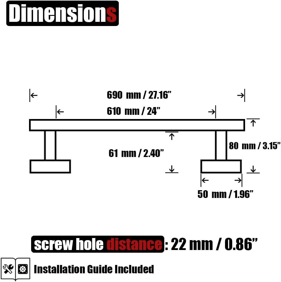 JQK Double Towel Bar 27 Inch, Brass Gold Useable Length 24 Inch 304 Stainless Steel Thicken 0.8mm Bath Towel Rack for Bathroom, Towel Holder Wall Mount, TB100L24-BG