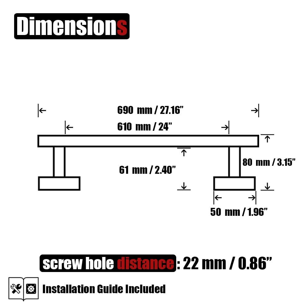 JQK Double Towel Bar 27 Inch, Brass Gold Useable Length 24 Inch 304 Stainless Steel Thicken 0.8mm Bath Towel Rack for Bathroom, Towel Holder Wall Mount, TB100L24-BG