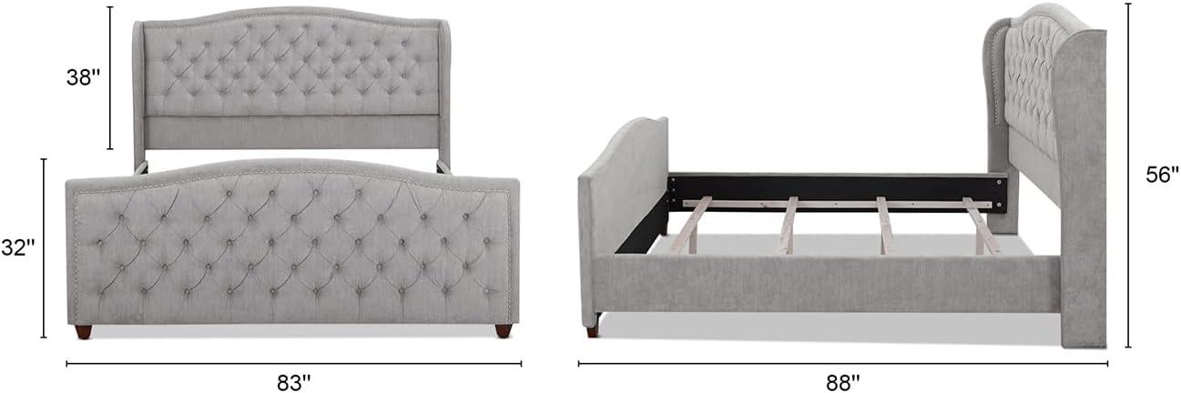 Marcella Tufted Wingback King Bed Silver Grey