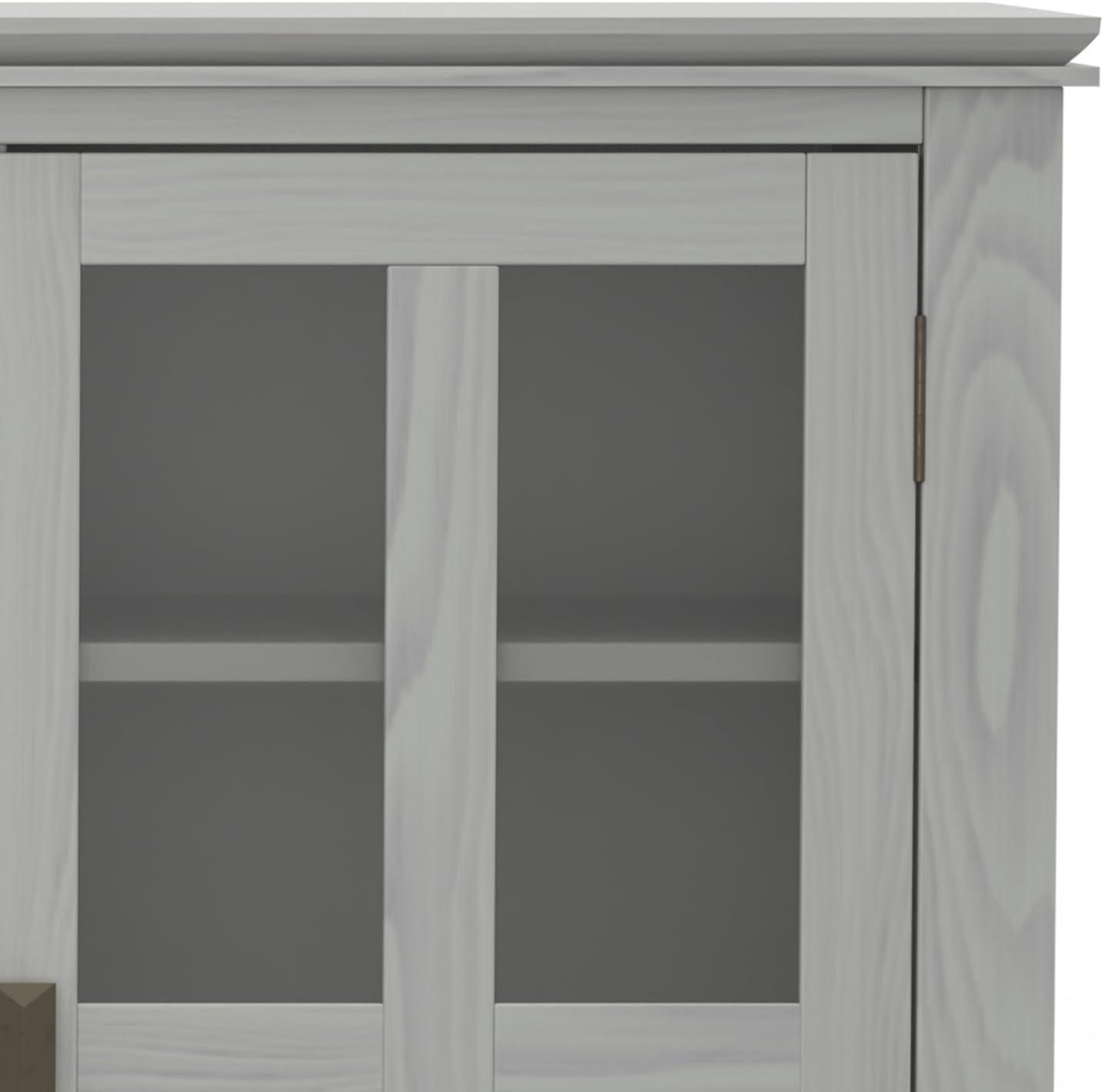 Simpli Home Artisan Solid Wood TV Media Stand in Fog Gray