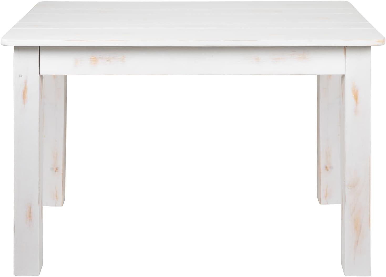 Flash Furniture HERCULES Series 46" x 30" Rectangular Antique Rustic White Solid Pine Farm Dining Table