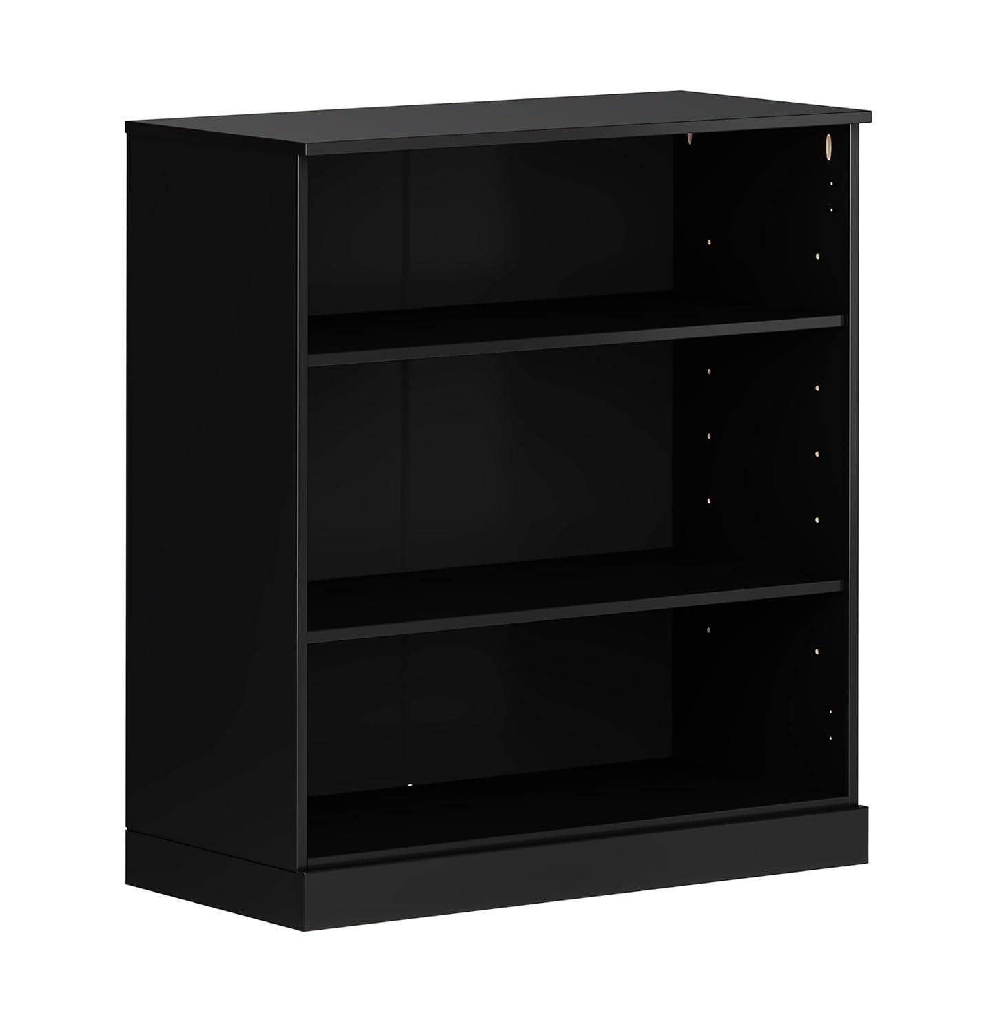 Palace Imports 100% Solid Wood 3-shelf Bookcase with Adjustable Shelves, Black