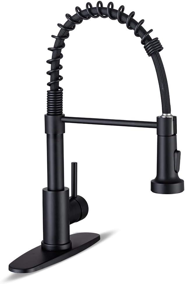 Matte Black Touch Spring Neck Kitchen Faucet