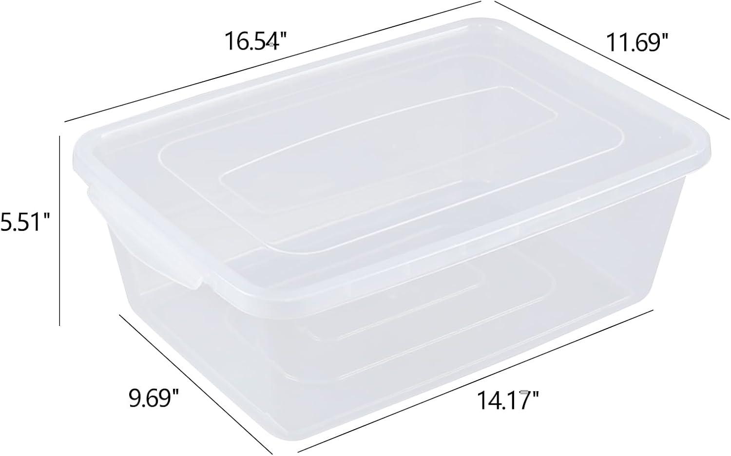 Clear Stackable Plastic Storage Boxes with Lids, 16 Quart, 2-Pack