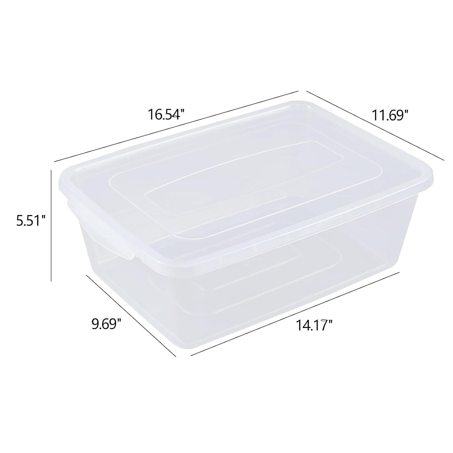 Zopnny 2-Pack Plastic Containers Box with Latching Lid, Stackable Nestable Storage Bins, Clear Pizza Dough Proofing Box, 16 Quart