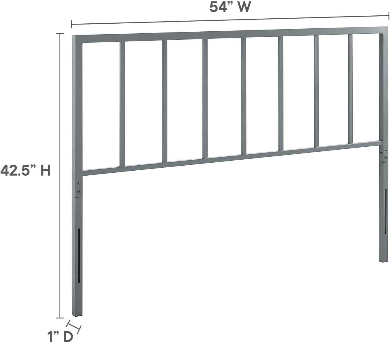 Modway Tatum Full Modern Style Powder Coated Iron Headboard in Gray