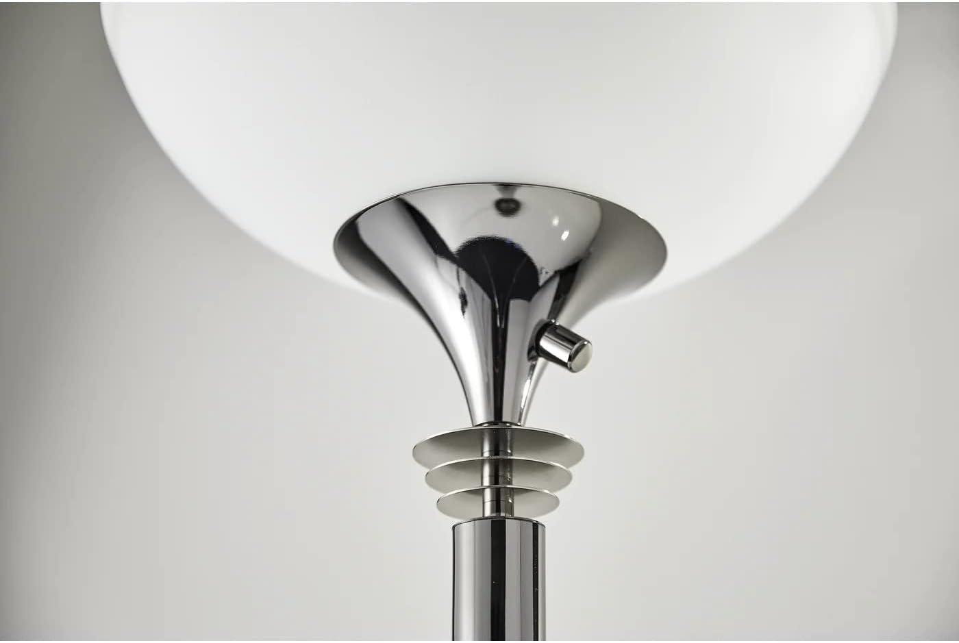 Metropolis Floor Lamp Black - Adesso: Contemporary Double Socket 300W, ETL Listed, Glass Shade