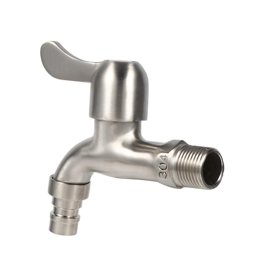 ViaGasaFamido Single Handle Cold Faucet Garden Tap 304 Stainless Steel Outside Wall Mounted Water Faucet for Laundry Bathroom Washing Machine Mop Pool Tub(#1)