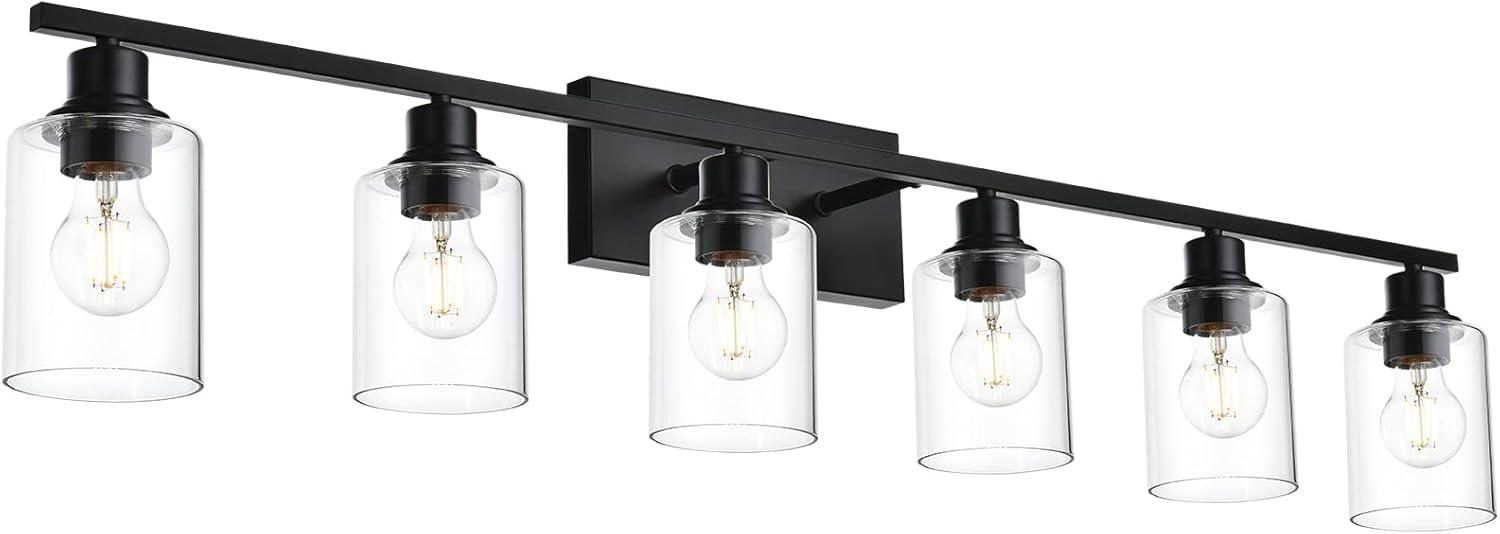 VINLUZ  Modern 6-lights Vanity Lighting Fixture for Bathroom black