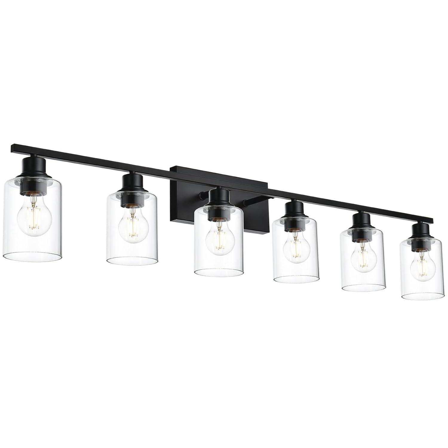 VINLUZ  Modern 6-lights Vanity Lighting Fixture for Bathroom black