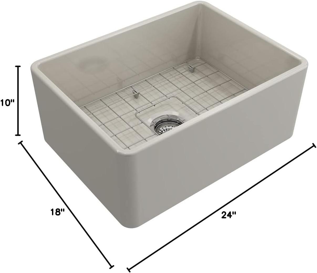 Matte Black Fireclay Farmhouse Single Bowl Kitchen Sink with Accessories