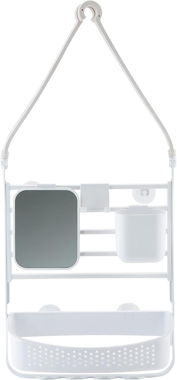 Deluxe Flex Shower Caddy with Adjustable Accessories White - Bath Bliss: Bathroom Organizer, Hanging Storage, Dorm Essential